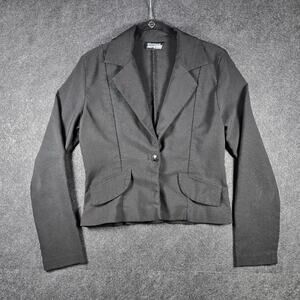 Vintage Cleveland Street Cropped Jacket Black Faux Pockets EUC